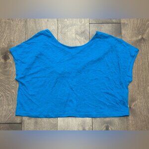 Bench Women's Blue Strappy Back Short Sleeve Crop Top, Size Small